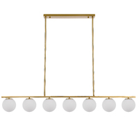 MARSTEN 7lt 25w Opal Glass Spheres on Metal Bar Frame Rod Pendant