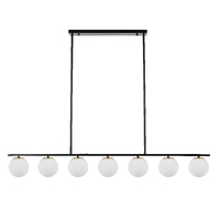 MARSTEN 7lt 25w Opal Glass Spheres on Metal Bar Frame Rod Pendant